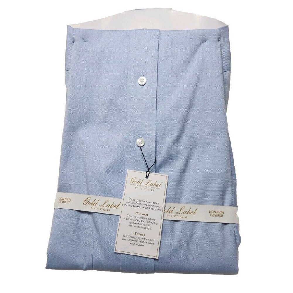 Roundtree & Yorke Gold Label Mens Shirt Short Sleeve Size 15.5  Blue ----1 - Picture 2 of 3